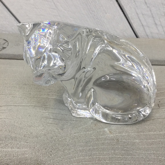 Vintage Atlantis Lead Crystal Cat Paperweight - Picture 4 of 6